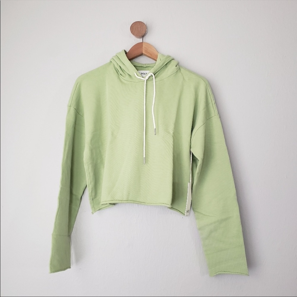 Mate the label pistachio green crop hoodie